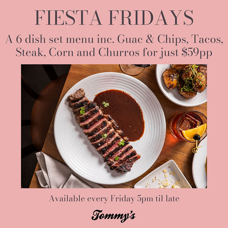 Tommy's Friday Fiesta dinner menu with ribeye steak